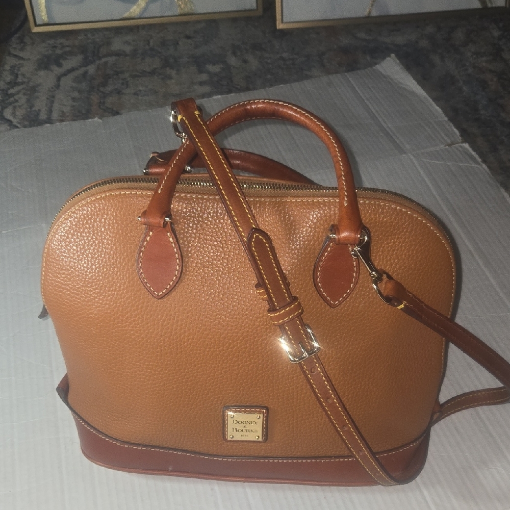 Dooney & Bourke Brown Tan Pebble Leather Satchel